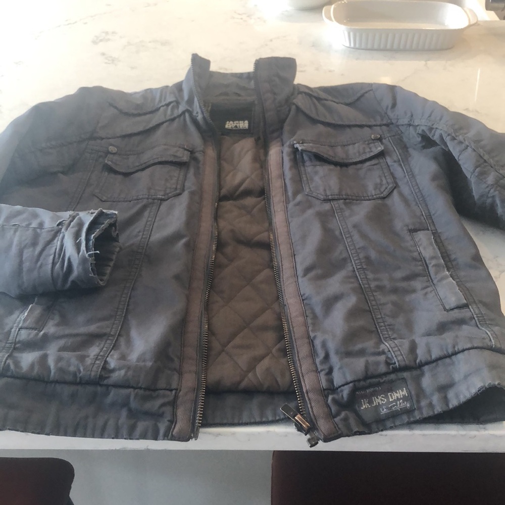 Sz L Men’s Canvas Jacket by Jack & Jones Dk Gray